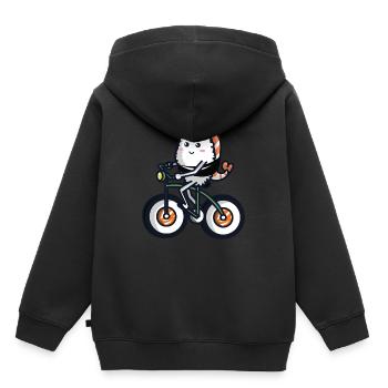 Sushi auf einem Fahrrad - Kinder Premium Organic Hoodie - Schwarz - Hinten - AI Model Kid Male (0cm)