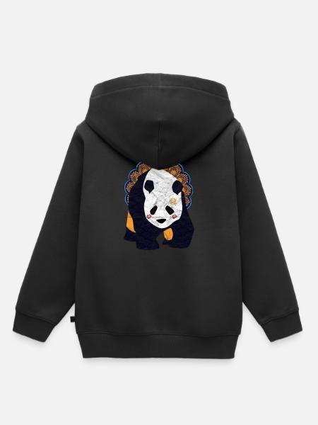 Globaler Nomadenpanda - Kinder Premium Organic Hoodie - Schwarz