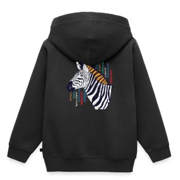 Globales Nomadenpferd - Kinder Premium Organic Hoodie - Schwarz - Hinten - AI Model Kid Male (0cm)