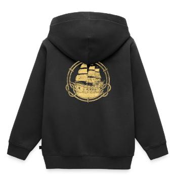 Schiff Segelschiff Boot Pirat Piraterie Retro - Kinder Premium Organic Hoodie - Schwarz - Hinten - AI Model Kid Male (0cm)