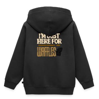 I'm just here for the Waffles - Kids Premium Organic Hoodie - black - Back - AI Model Kid Male (0cm)