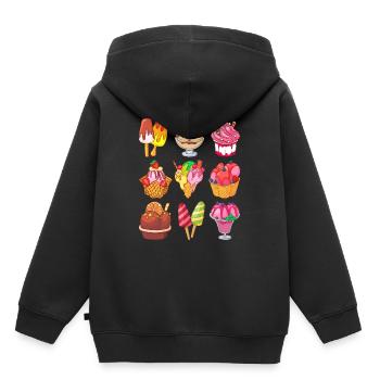 Crème glacée, crème glacée, crème glacée, crème glacée, boule, crème glacée, sundae - Sweat Premium à capuche enfant bio - noir - Dos - AI Model Kid Male (0cm)