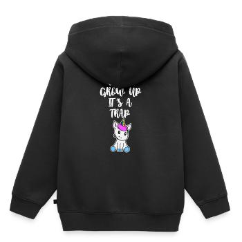 Ne pas grandir c'est une licorne licorne - Sweat Premium à capuche enfant bio - noir - Dos - AI Model Kid Male (0cm)
