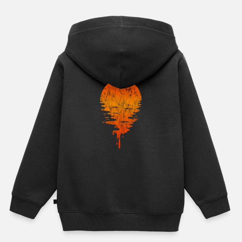 Coucher de soleil sur la mer - Sweat Premium à capuche enfant bio - noir