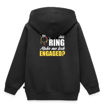 Bague de fiançailles bague de fiançailles mariage mariée - Sweat Premium à capuche enfant bio - noir - Dos - AI Model Kid Male (0cm)