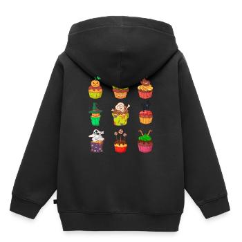 Gâteau au muffin Halloween - Sweat Premium à capuche enfant bio - noir - Dos - AI Model Kid Male (0cm)