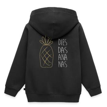 ananas - Sweat Premium à capuche enfant bio - noir - Dos - AI Model Kid Male (0cm)