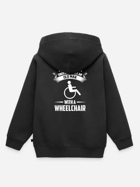 Onderschat nooit een oude man met rolstoel - Kinder Premium hoodie biologisch - zwart