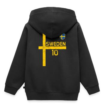Suède - Sweat Premium à capuche enfant bio - noir - Dos - AI Model Kid Male (0cm)
