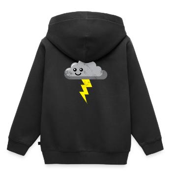 Cadeau de tempête de pluie - Sweat Premium à capuche enfant bio - noir - Dos - AI Model Kid Male (0cm)