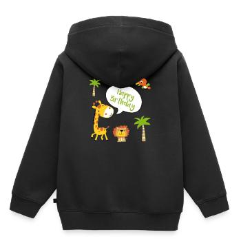 Joyeux anniversaire joyeux anniversaire - Sweat Premium à capuche enfant bio - noir - Dos - AI Model Kid Male (0cm)