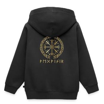 Nordische Rune Wikinger - Kinder Premium Organic Hoodie - Schwarz - Hinten - AI Model Kid Male (0cm)