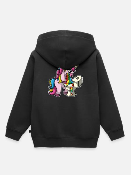 Licorne pukes cadeau arc-en-ciel licorne - Premium børne hættetrøje økologisk - sort