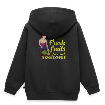 Frische Früchte - Kinder Premium Organic Hoodie - Schwarz - Hinten - AI Model Kid Male (0cm)