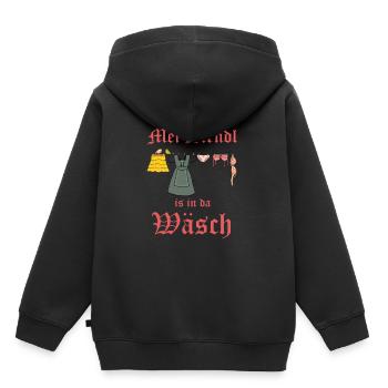 Mein Dirndl Dirndel ist in der Wäsche - Kinder Premium Organic Hoodie - Schwarz - Hinten - AI Model Kid Male (0cm)