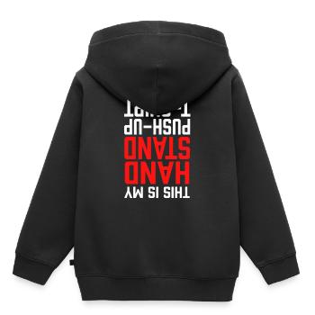 Hand Stand Upside Down - Kinder Premium Organic Hoodie - Schwarz - Hinten - AI Model Kid Male (0cm)