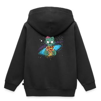 Cadeau de pizza de l'espace zombie halloween - Sweat Premium à capuche enfant bio - noir - Dos - AI Model Kid Male (0cm)