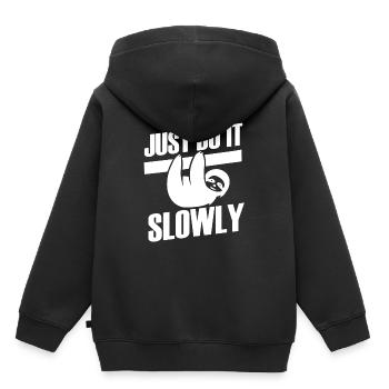Faultier - Kinder Premium Organic Hoodie - Schwarz - Hinten - AI Model Kid Male (0cm)