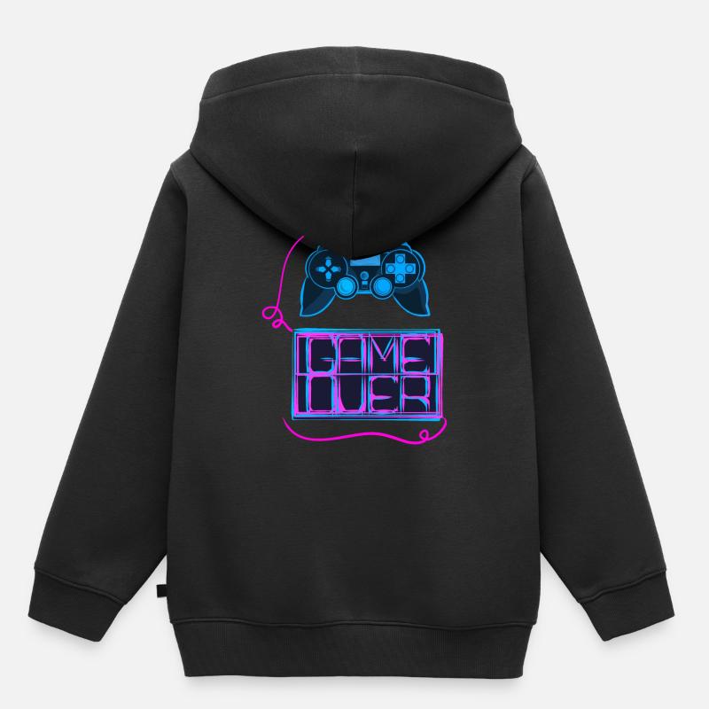 Jeu Gameover Game Nerd Geek - Sweat Premium à capuche enfant bio - noir