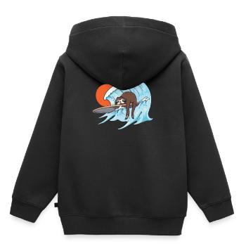 Surfendes Surfer Faultier - Kinder Premium Organic Hoodie - Schwarz - Hinten - AI Model Kid Male (0cm)
