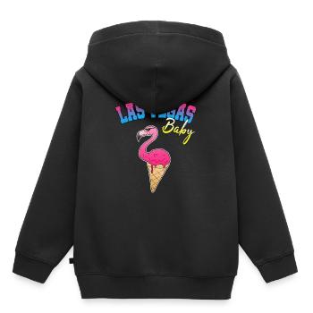 Las Vegas Flamingo Ice Cream Crème Glacée Vie Nocturne Drôle - Sweat Premium à capuche enfant bio - noir - Dos - AI Model Kid Male (0cm)