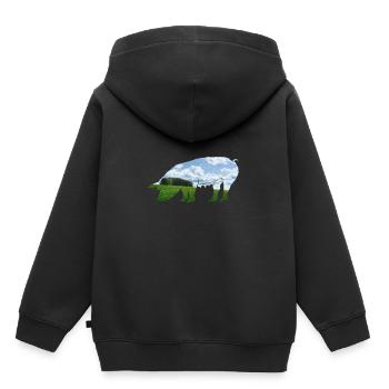 Motif cochon cool comme idée cadeau - Sweat Premium à capuche enfant bio - noir - Dos - AI Model Kid Male (0cm)