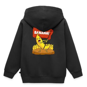 Banana Uprising Demonstratie Fruit Demo Call - Kinder Premium hoodie biologisch - zwart - Achter - AI Model Kid Male (0cm)