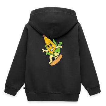 Sportlicher Mais - Kinder Premium Organic Hoodie - Schwarz - Hinten - AI Model Kid Male (0cm)