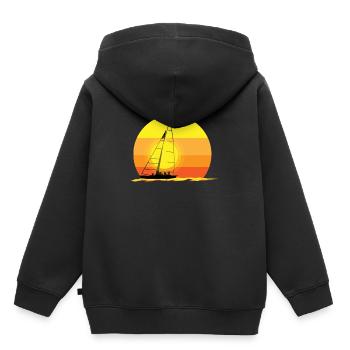 SEGELBOOT - Kinder Premium Organic Hoodie - Schwarz - Hinten - AI Model Kid Male (0cm)