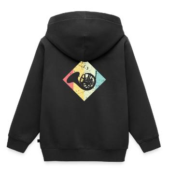 Horn Blasinstrument - Kinder Premium Organic Hoodie - Schwarz - Hinten - AI Model Kid Male (0cm)