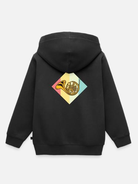 French Horn - Kinder Premium Organic Hoodie - Schwarz