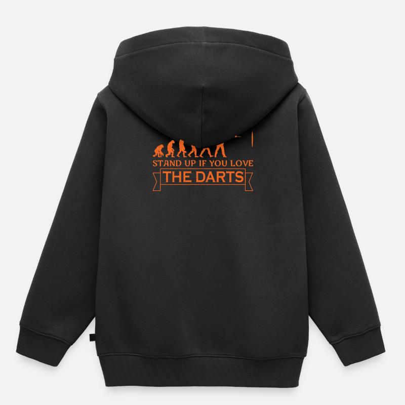 darts dartspruch Dart Evolution Affe zum Darter - Kinder Premium Organic Hoodie - Schwarz