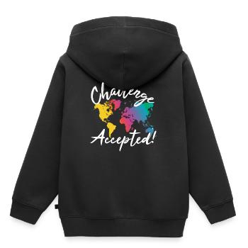 Défi Accepté Monde Voyageur - Sweat Premium à capuche enfant bio - noir - Dos - AI Model Kid Male (0cm)