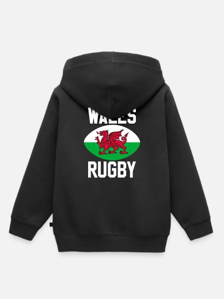 Rugby Wales - Kids Premium Organic Hoodie - black