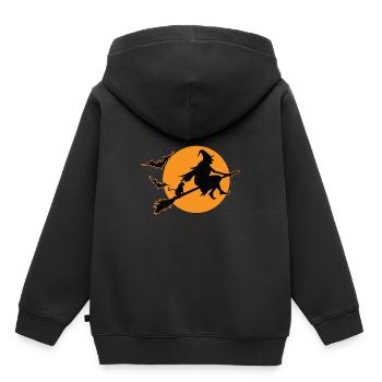 Sorcière sorcière balai Halloween - Sweat Premium à capuche enfant bio - noir - Dos - AI Model Kid Male (0cm)