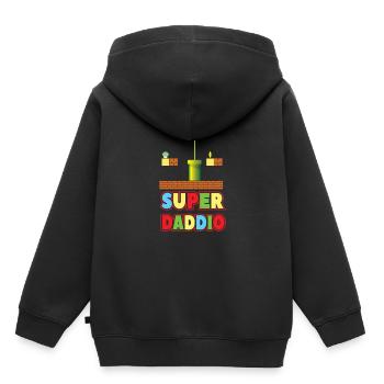 Super DaddioVater Vatertag Papa Zocker Gamer - Kinder Premium Organic Hoodie - Schwarz - Hinten - AI Model Kid Male (0cm)