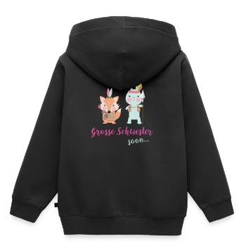 Grosse Goße Schwester soon bald T-Shirt - Kinder Premium Organic Hoodie - Schwarz - Hinten - AI Model Kid Male (0cm)
