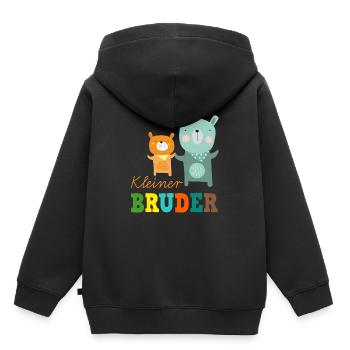 Tee shirt Petit Frère - Sweat Premium à capuche enfant bio - noir - Dos - AI Model Kid Male (0cm)