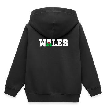 Pays de Galles Pays de Galles - Sweat Premium à capuche enfant bio - noir - Dos - AI Model Kid Male (0cm)