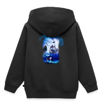 Phantasie Wolf Wölfe - Kinder Premium Organic Hoodie - Schwarz - Hinten - AI Model Kid Male (0cm)