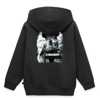 Gefängnis Nashorn Rhinozeross lustig - Kinder Premium Organic Hoodie - Schwarz - Hinten - AI Model Kid Male (0cm)