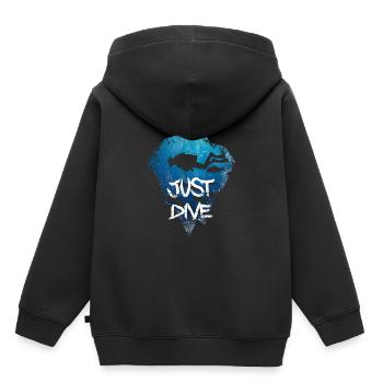 XASTY Just Dive Taucher Gerätetauchen Tauchen Meer - Kinder Premium Organic Hoodie - Schwarz - Hinten - AI Model Kid Male (0cm)