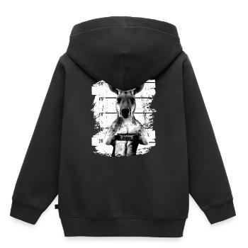 Prison kangourou marsupial drôle - Sweat Premium à capuche enfant bio - noir - Dos - AI Model Kid Male (0cm)