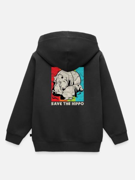 Schütze die Nilpferde | Nilpferd - Kinder Premium Organic Hoodie - Schwarz