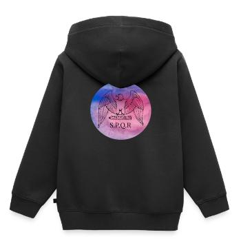 Rom S.p.q.r spqr Forum Romanum Cäsar Nero Augustus - Kinder Premium Organic Hoodie - Schwarz - Hinten - AI Model Kid Male (0cm)