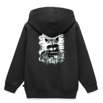 Cadeau imprimé animal El Mapache - Sweat Premium à capuche enfant bio - noir - Dos - AI Model Kid Male (0cm)