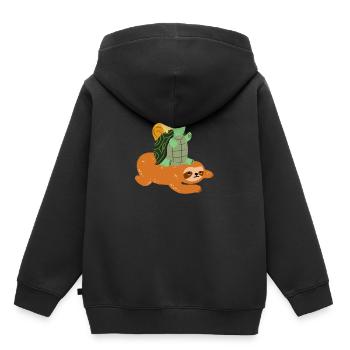 Tortue des paresseux - Sweat Premium à capuche enfant bio - noir - Dos - AI Model Kid Male (0cm)