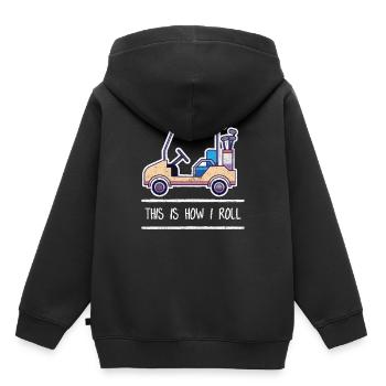 Golf - Kinder Premium Organic Hoodie - Schwarz - Hinten - AI Model Kid Male (0cm)