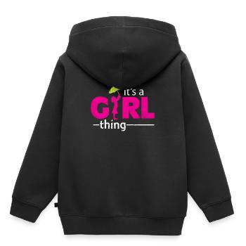 C'est pour le cadeau de parapluie de fille - Sweat Premium à capuche enfant bio - noir - Dos - AI Model Kid Male (0cm)