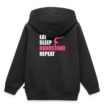 Gymnastik Handstand Turnen Kunstturnen Geschenk - Kinder Premium Organic Hoodie - Schwarz - Hinten - AI Model Kid Male (0cm)